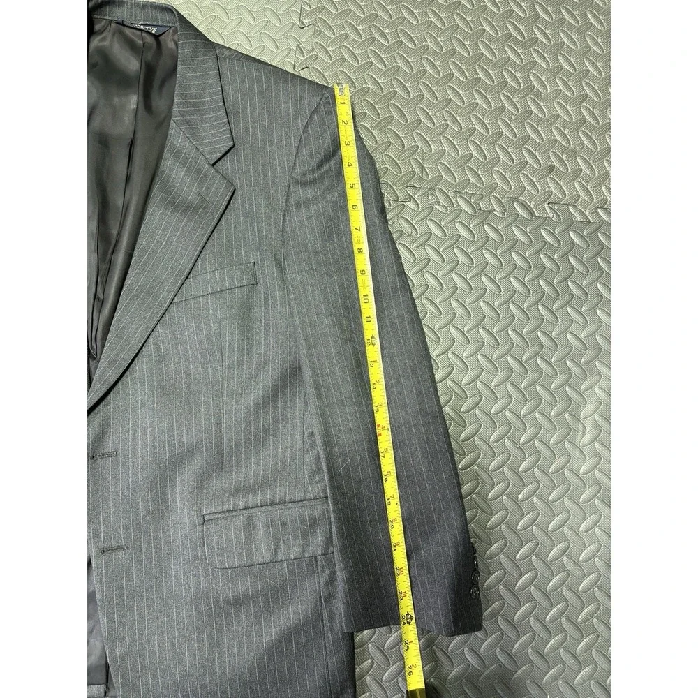 Vintage Burberrys Mens Grey Gray Striped Italian Wool Suit Blazer 36x28 Pants